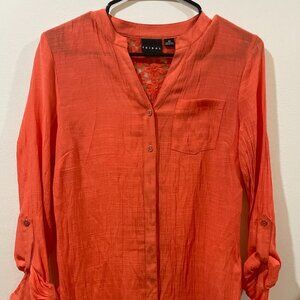 Tribal Womens Crochet Shirt Size XS Orange